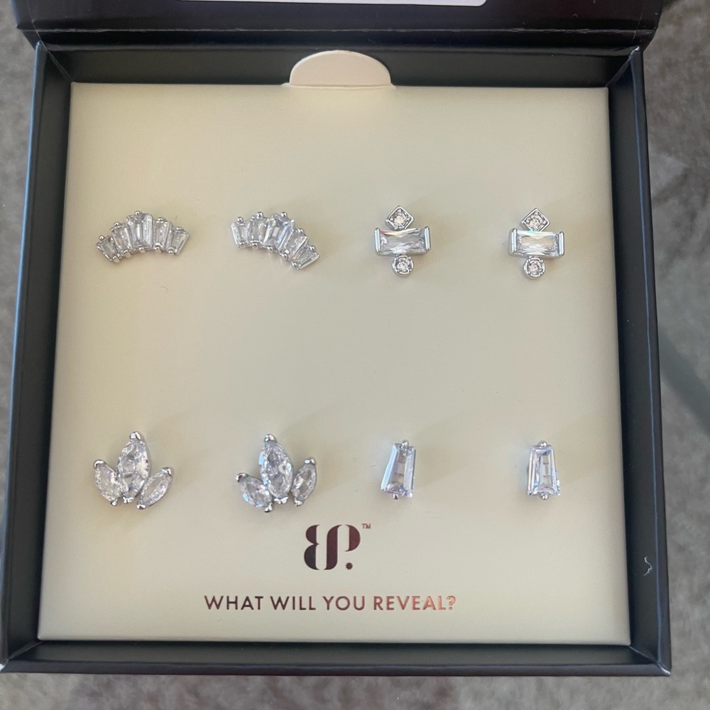 Bomb Party Simply Studs RBP8448 'Regal In Every Way' Diamond CZ Rhodium Plating